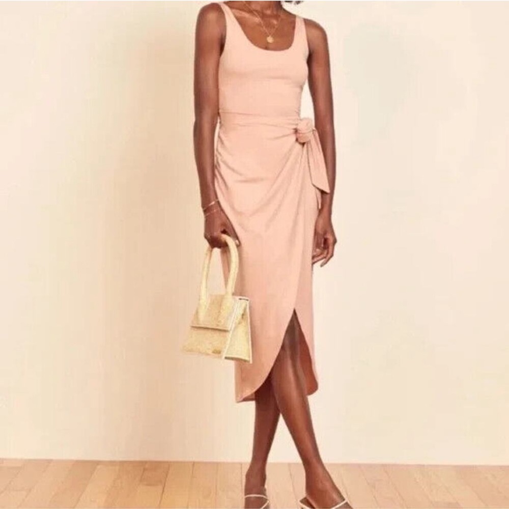 NWOT Reformation Jeans Kaila Jersey Wrap Dress | XS | Pale Pink